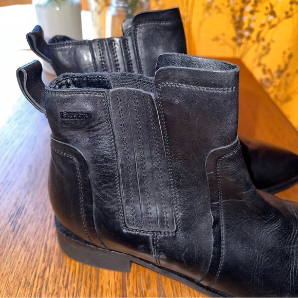 Superdry Black Leather Ankle Chelsea Boots Size 7 - Picture 9 of 12